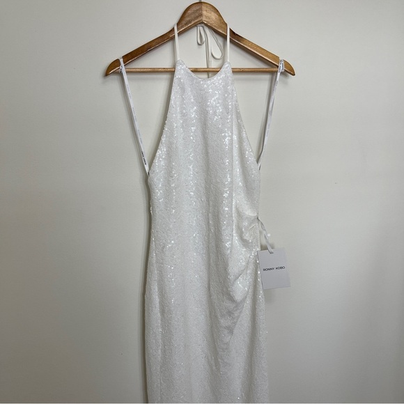 Ronny Kobo Collection for Anthropologie Halo White Sequin Backless Gown Size 8 - Picture 5 of 10